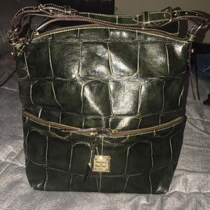Ladies Dooney & Burke green animal print purse